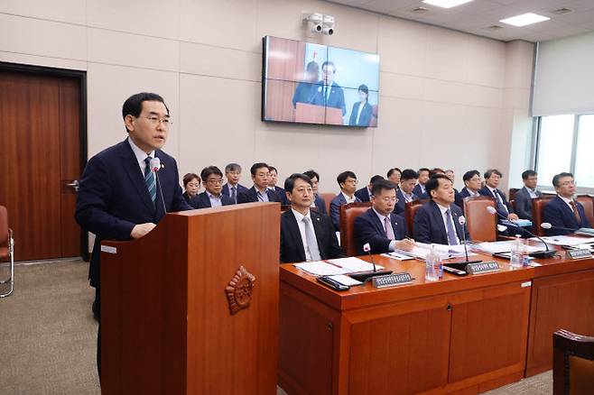 이창양 산업통상자원부 장관이 지난 8월30일 오전 국회에서 열린 산업통상자원중소벤처기업위원회 전체회의에서 2022회계연도 결산 제안설명을 하고 있다. (사진=연합뉴스)