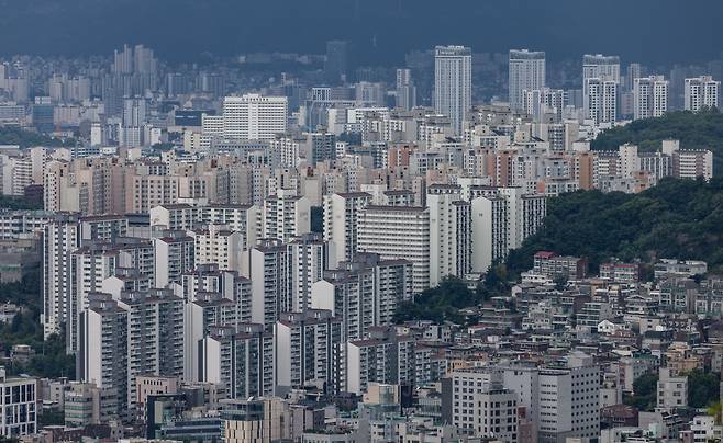 서울의 아파트단지 모습. 뺵빽한 고층 아파트는 미국에선 뉴욕 맨해튼 등 대도시의 일부 특정 지역이 아니면 보기 힘들며, 미국은 여전히 단독주택이 주거 형태의 대세다. /뉴스1