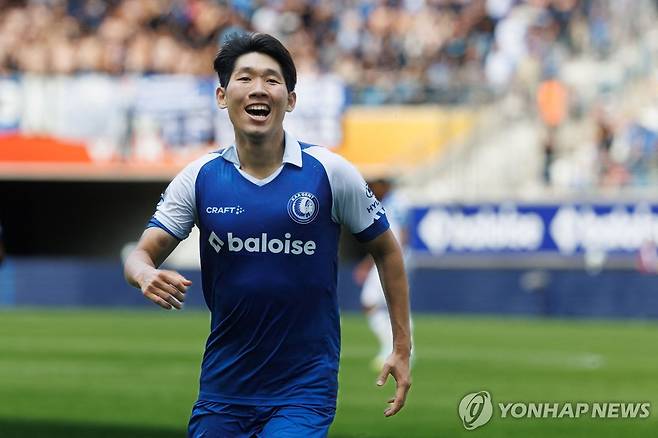 3일 경기에서 골을 넣고 기뻐하는 홍현석 [AFP=연합뉴스]