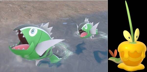 - 흰색줄 배쓰나이와 이로치 과미르&nbsp;(이미지 출처 : Centro Pokemon)