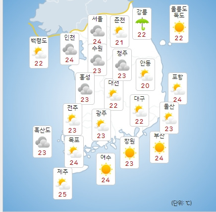 ⓒ기상청: 내일(5일) 오전 전국날씨