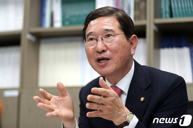 김학용 국민의힘 의원이 27일 오후 서울 영등포구 여의도 국회에서 뉴스1과 인터뷰를 하고 있다. 2023.3.27/뉴스1 ⓒ News1 황기선 기자