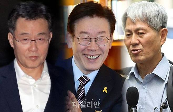 김만배 씨(왼쪽), 이재명 더불어민주당 대표, 신학림 전 언론노조위원장. ⓒ 데일리안 DB