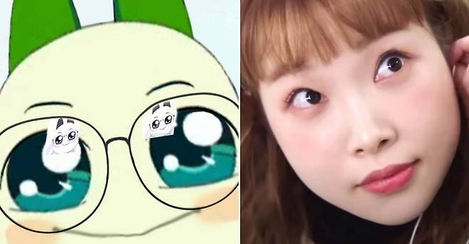 지난해부터 ‘맑은 눈의 광인’ 캐릭터의 대표주자로 급부상한 양파쿵야.(왼쪽) 마찬가지로 맑눈광 캐릭터로 유명해진 쿠팡플레이 예능 ‘SNL 코리아’의 김아영. [쿵야 레스토랑즈 인스타그램, 쿠팡플레이 유튜브 캡처]