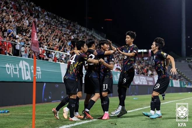 홍윤상의 득점으로 앞서 나간 한국. ⓒ 대한축구협회