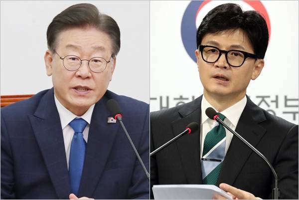 한동훈 법무부 장관, 이재명 더불어민주당 대표 등과 관련된 종목들의 주가가 들썩이고 있다. 사진은 이 대표(왼쪽)와 한 장관. /사진=뉴스1