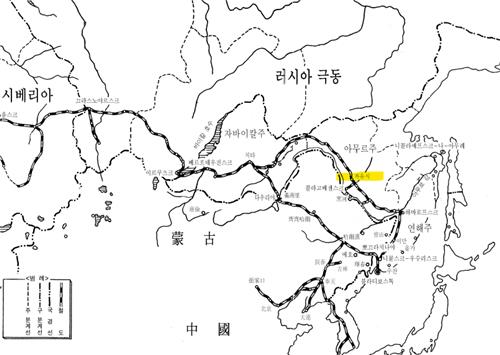 러시아 극동지역 일람도 2009년 논문 '러시아지역 한인의 항일무장투쟁 연구'(윤상원) 발췌