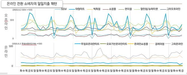 온라인 전환 소비자의 일일지출 패턴 / 김지향 의원실 제공