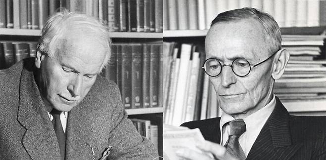 분석심리학을 창시한 카를 구스타프 융(왼쪽)과 융의 글에서 대표작 ‘데미안’의 아이디어를 얻은 독일 작가 헤르만 헤세. 위키미디어 코먼스
