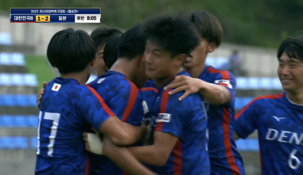 한국이 아시아대학축구대회 결승전에서 일본에 졌다. 사진=SBS SPORTS 중계 캡처