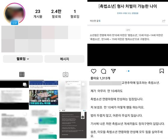 가해 학부모를 폭로하는 SNS 계정. [인스타그램 캡처]