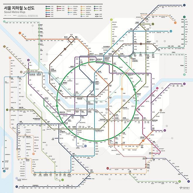 서울 지하철 노선도가 40년 만에 디자인 변경됐다. 서울시 제공
