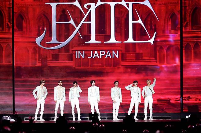 K-pop boy band Enhypen holds its "Fate" concert tour at the Tokyo Dome on Wednesday. (Belift Lab)