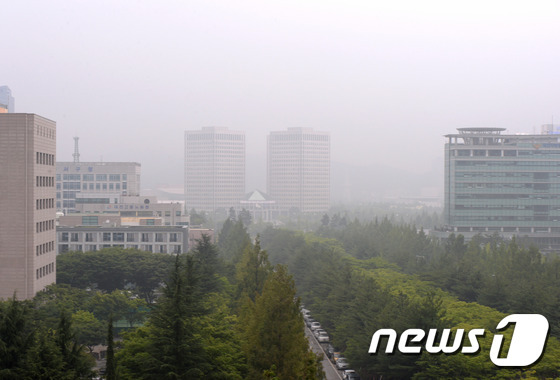 16일 대전·충남은 흐린 가운데 모레까지 강약을 반복하며 가끔 비가 내리겠다.  대전 정부청사 인근에 짙은 안개가 끼어있다. / 뉴스1 ⓒ News1 신성룡 기자