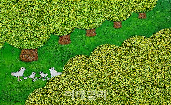 안말환 ‘꿈꾸는 나무’(Dreaming Tree·2022), 캔버스에 혼합재료, 80.3×130.3㎝(사진=갤러리작)