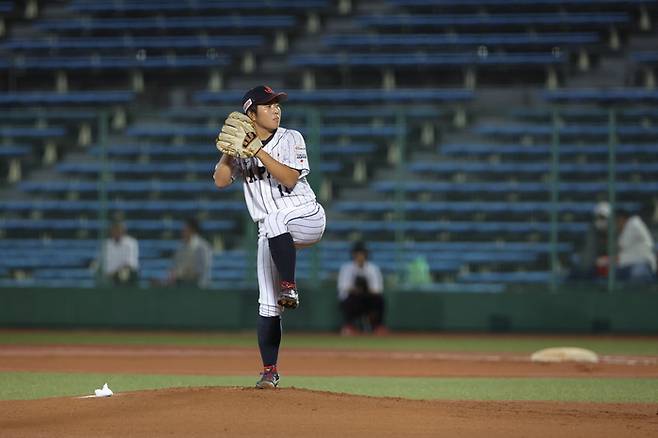 카나 오노데라의 푸에르토리코전 역투 모습. 사진제공 | WBSC.
