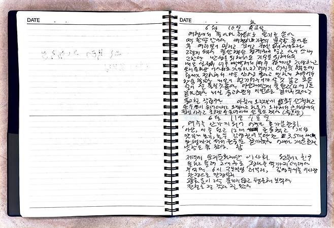 박완서가 2008년 6월 10일 작성한 일기/서울대 제공