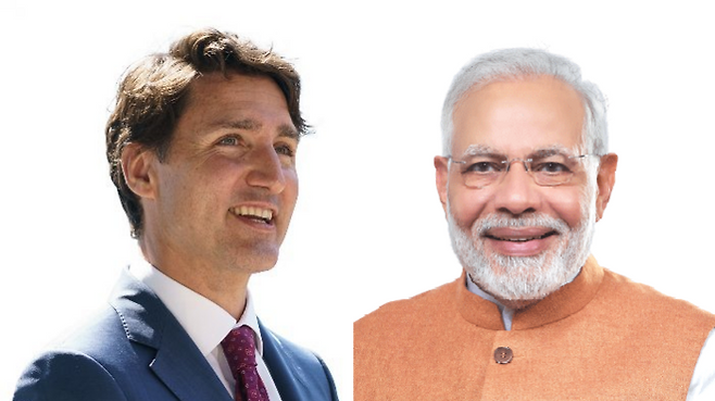 쥐스탱 트뤼도(왼쪽) 캐나다 총리와 나렌드라 모디 인도 총리/출처=각각 X 계정