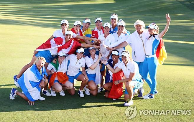 2021년 솔하임컵 우승 당시 유럽 대표팀 [게티이미지/AFP=연합뉴스 자료사진]