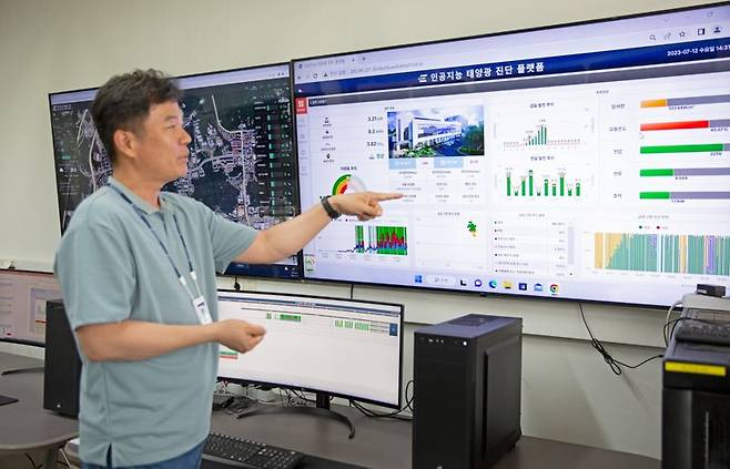 한국에너지기술연구원 고석환 박사가 개발한 태양광 진단 AI 기술에 대해 설명하고 있다. 에너지기술연구원 제공