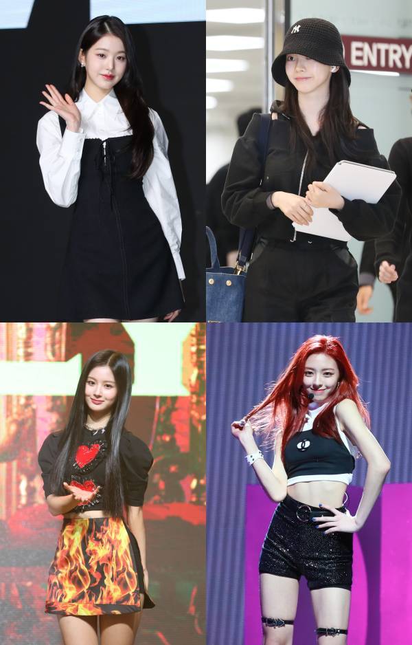 아이브 장원영, 에스파 카밀라, 있지 유나, 엔믹스 설윤(왼쪽 위부터 시계방향)