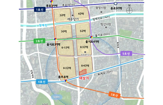 세운 6-4-22·23구역 위치도. 서울시 제공