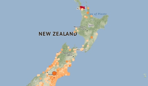 뉴질랜드 남섬 지진  [지오넷 사이트 캡처, 재판매 및 DB 금지]