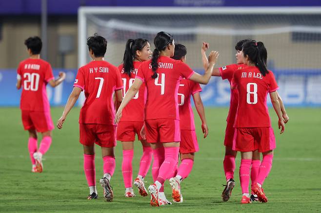 대한민국 여자 축구대표팀이 미얀마를 꺾고 대회 첫 승을 신고했다. 사진=연합뉴스