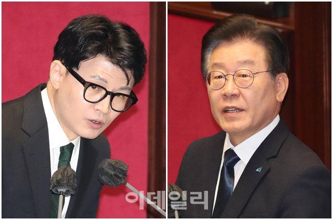 한동훈 법무부장관(왼쪽)과 이재명 더불어민주당 대표. (사진=이데일리 노진환 기자)
