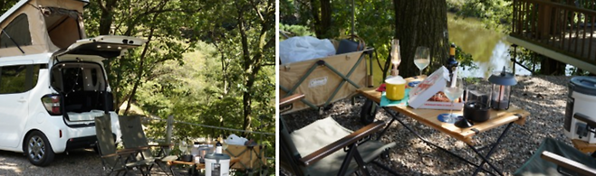 호수뷰 캠핑 존에서 레이 캠핑카로 즐기는 차크닉 / 사진=구소정 여행+기자