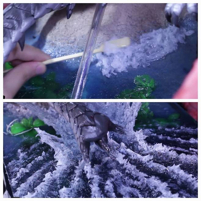 레진, 글루건을 이용한 물결 효과