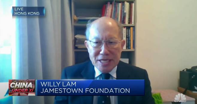 작년 10월 미국 CNBC 방송에 출연한 린허리 제임스타운재단 선임연구위원 겸 홍콩 중문대 교수. /CNBC 캡처