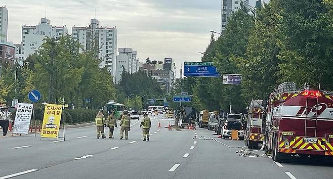 성남대로 분당구 정자동 구간 한때 부분통제 [성남시 제공. 재판매 및 DB 금지]