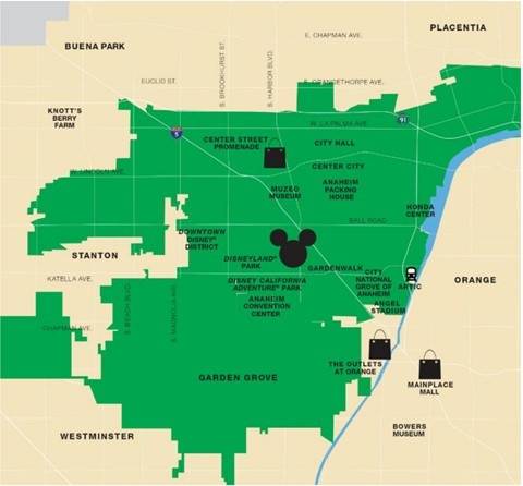 애너하임 핵심 명소 지도.   /사진= 애너하임 관광청