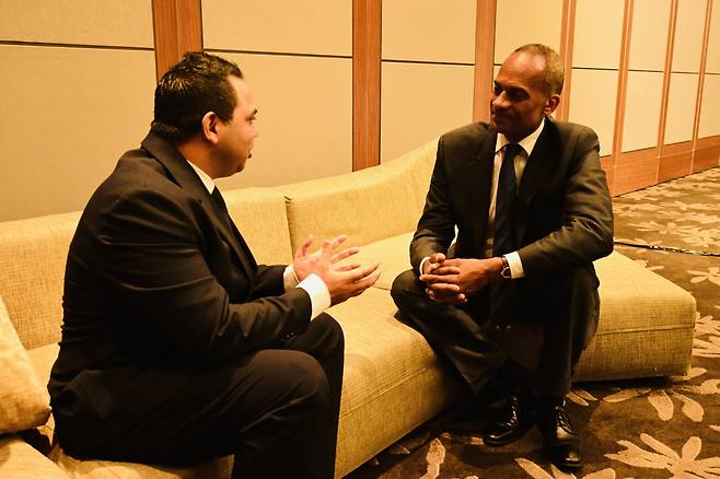 Adam Afriyie, Member of Parliament of the United Kingdom speaks in an interview with Korea Herald at Conrad Seoul in Yeongdeungpo-gu, Seoul on Thursday. (Sanjay Kumar/The Korea Herald)