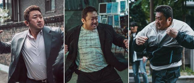 영화 ‘범죄도시3’ 시리즈의 중심에 있는 주인공 ‘마석도’의 핵주먹은 현실에서는 만나지 못하더라도 관객에 무한한 카타르시스를 안겨준다.  [플러스엠엔터테인먼트, 에이비오엔터테인먼트]