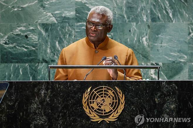 머내시 소가바레 솔로몬제도 총리 [로이터 연합뉴스 자료사진. 재판매 및 DB 금지]