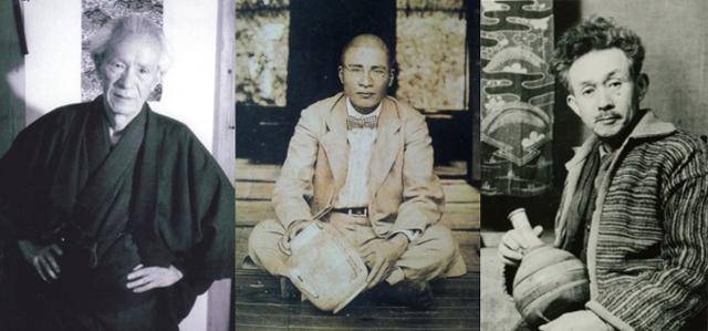 (왼편부터) 아사카와 노리타카(1884~1964), 아사카와 다쿠미(1891~1931), 야나기 무네요시(1889~1961).