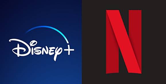왼쪽부터 디즈니플러스, 넷플릭스 로고. [사진=각사]