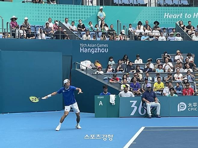 홍성찬의 플레이 모습. 대한테니스협회 제공