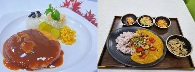 지역특산물로 만든 음식과 비건음식도 이제 휴게소에서 먹을 수 있다. 남해흑마늘돈까스(왼쪽)과 토마토 버섯카레. /사진=한국도로공사 공식 블로그 캡처