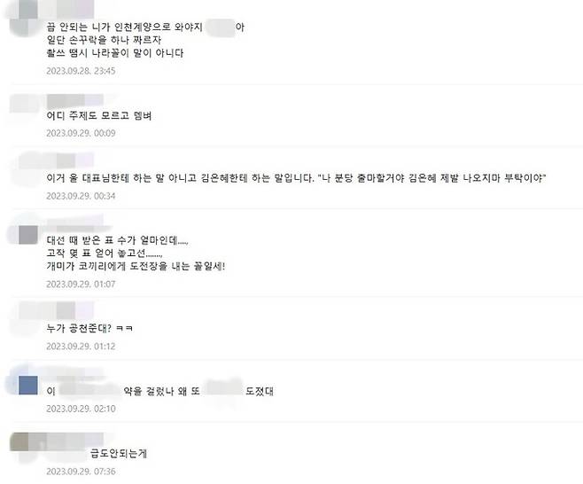 내년 국회의원 총선거에서의 ‘분당갑 맞대결’을 제안한 안철수 국민의힘 의원에게 이재명 더불어민주당 대표 지지자들의 조롱이 쏟아졌다. 이재명 대표 지지자 온라인 커뮤니티 캡처