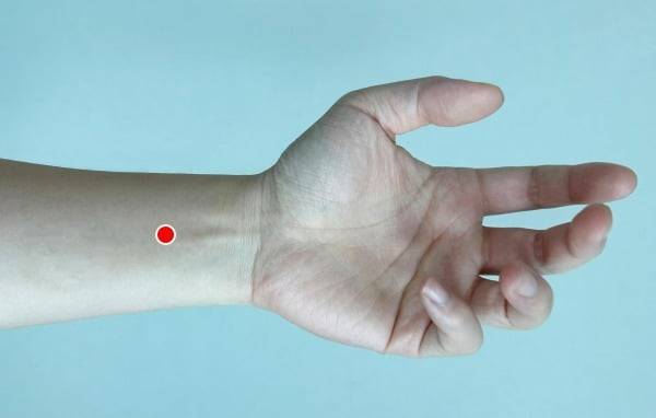 내관혈 지압법. /사진=자생한방병원 제공