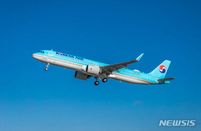 [서울=뉴시스]대한항공 A321-NEO의 모습.(사진=대한항공 제공)
