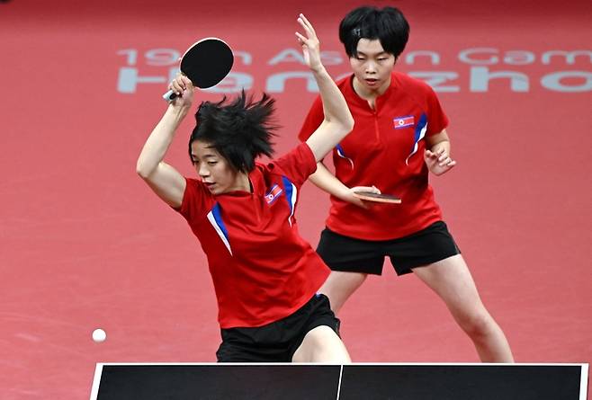 북한의 차수영-박수경. 항저우|AFP 연합뉴스