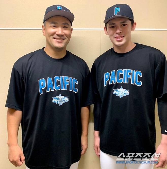 지난 7월 나란히 퍼시픽리그 대표로 올스타전에 출전한 다나카(왼쪽)와 사사키. 사진출처=라쿠텐 이글스 SNS