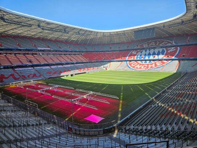 7일(현지시간) 독일 뮌헨에 위치한 바이에른 뮌헨 축구팀 홈구장 '알리안츠 아레나'. 뮌헨=김형준 기자