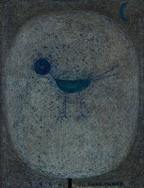 장욱진, '까치',1958,, 캔버스에 유화 물감, 40x31cm, [사진 국립현대미술관]
