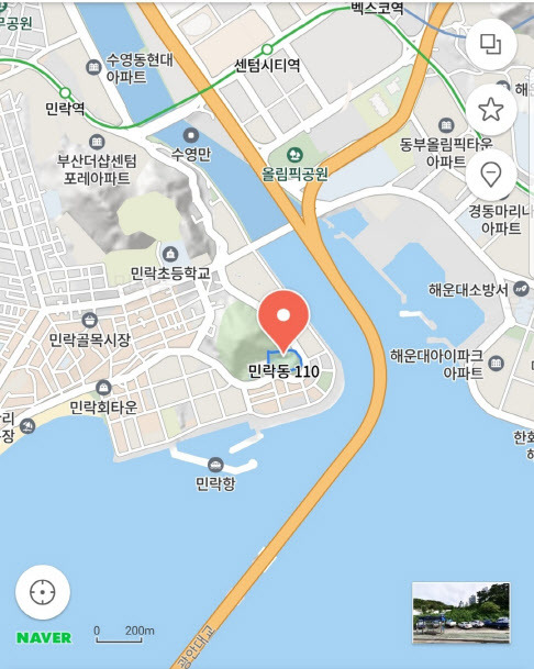 부산 민락동 복합시설 위치도 (자료=네이버맵 캡처)