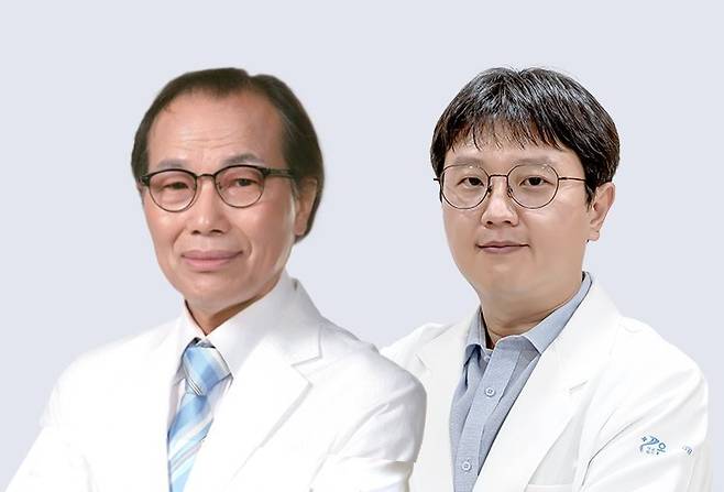 부산 온종합병원이 영입한 유방암 수술과 유방 재건술 분야 명의 배영태 전 부산대병원 유방외과 교수(왼쪽)와 부산대병원 임상교수 출신 정영래 과장. 사진제공ㅣ온종합병원